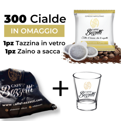 PROMO: 300 Cialde Bozzetti + OMAGGI: Zaino a Sacca | Bicchierino in Vetro