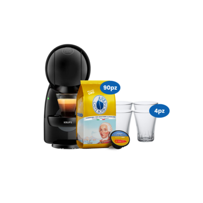 PROMO: MACCHINA CAPSULE DOLCE GUSTO KRUPS + 90 CAPSULE DOLCE GUSTO BORBONE ORO + SET 4 BICCHIERINI IN OMAGGIO